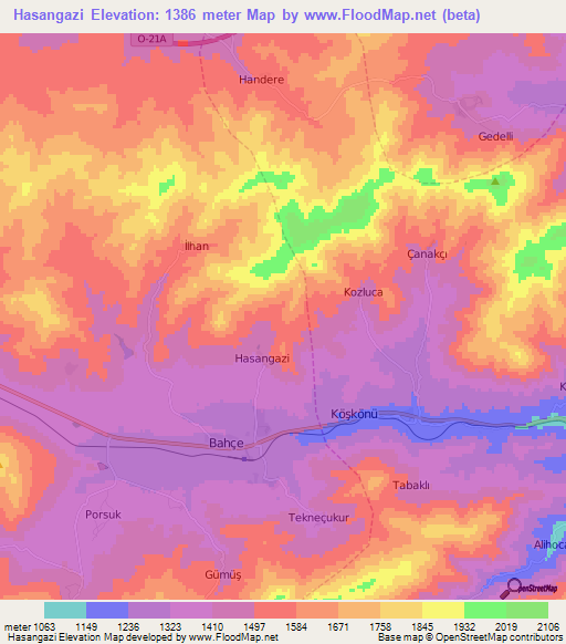 Hasangazi,Turkey Elevation Map