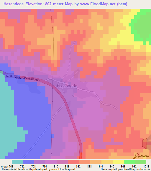 Hasandede,Turkey Elevation Map