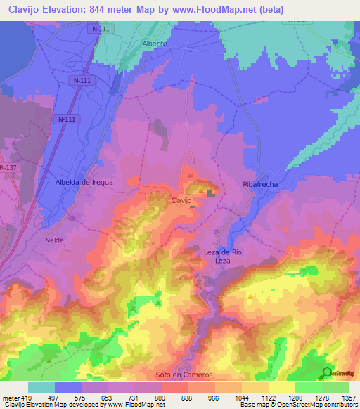 Clavijo,Spain Elevation Map