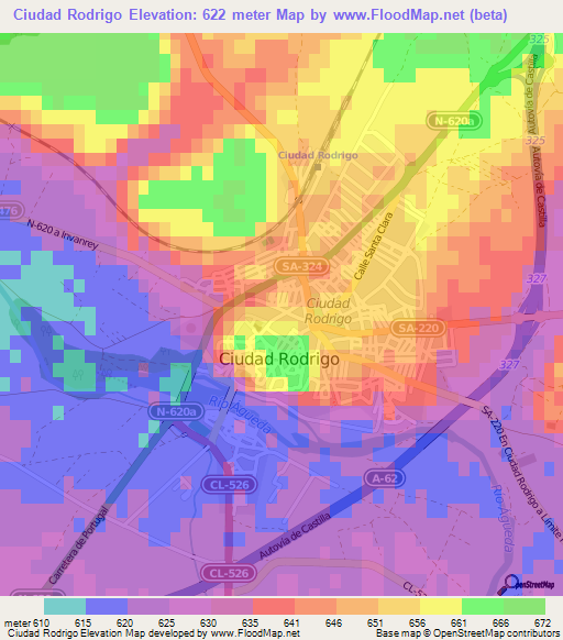 Ciudad Rodrigo,Spain Elevation Map