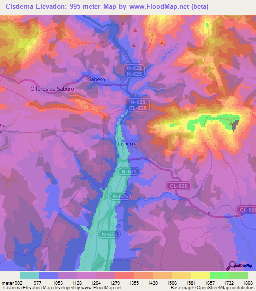 Cistierna,Spain Elevation Map