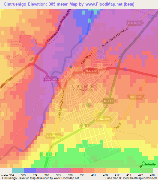 Cintruenigo,Spain Elevation Map