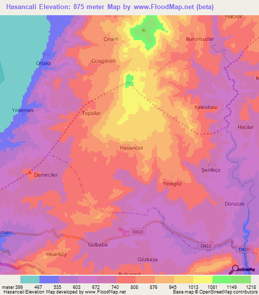 Hasancali,Turkey Elevation Map