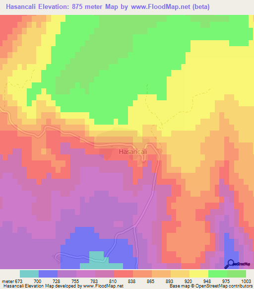 Hasancali,Turkey Elevation Map