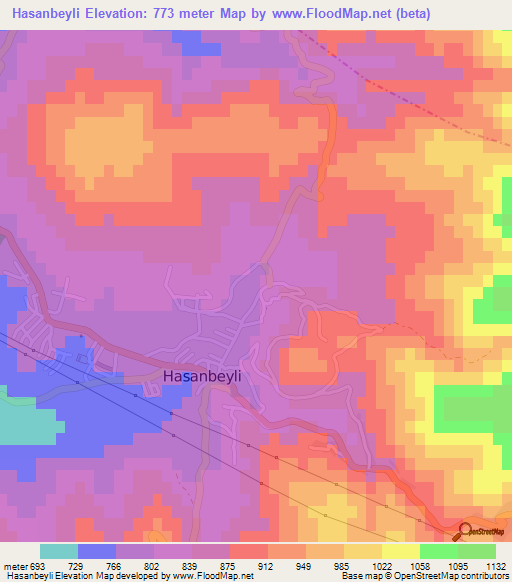 Hasanbeyli,Turkey Elevation Map