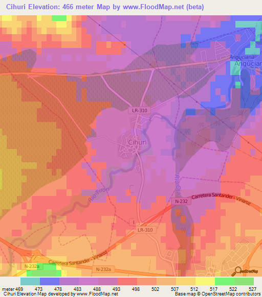 Cihuri,Spain Elevation Map