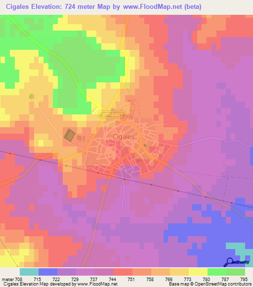 Cigales,Spain Elevation Map