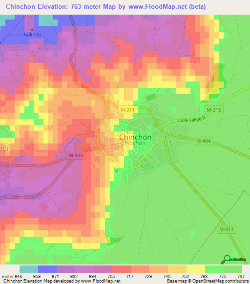 Chinchon,Spain Elevation Map