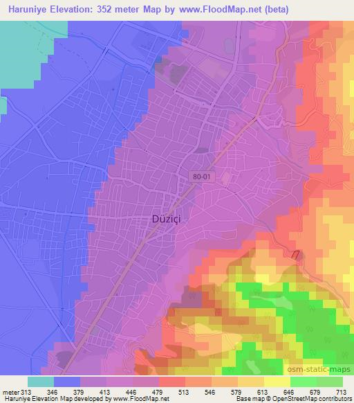 Haruniye,Turkey Elevation Map