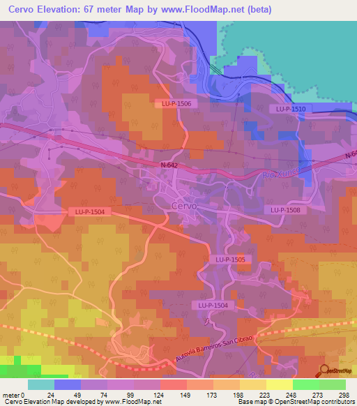 Cervo,Spain Elevation Map