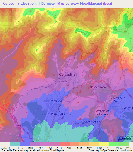 Cercedilla,Spain Elevation Map