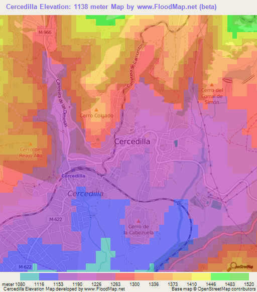 Cercedilla,Spain Elevation Map