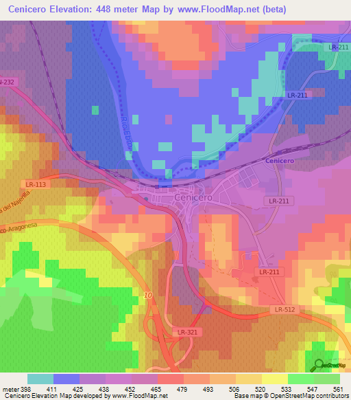 Cenicero,Spain Elevation Map