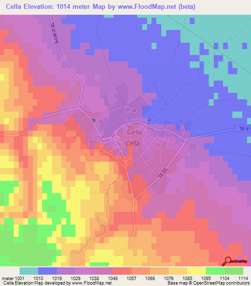 Cella,Spain Elevation Map