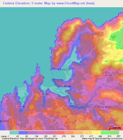 Cedeira,Spain Elevation Map