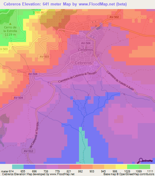 Cebreros,Spain Elevation Map