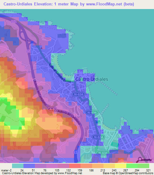 Castro-Urdiales,Spain Elevation Map