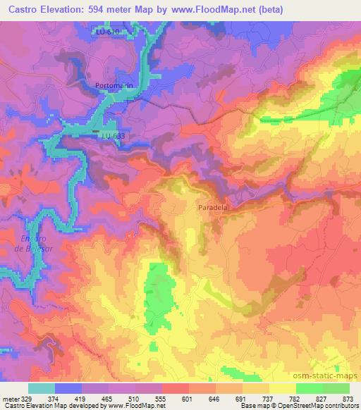 Castro,Spain Elevation Map