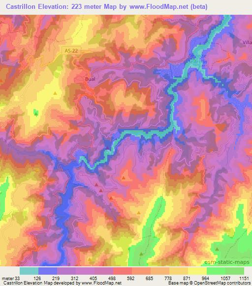 Castrillon,Spain Elevation Map