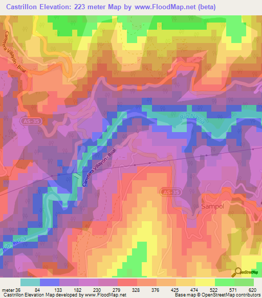 Castrillon,Spain Elevation Map