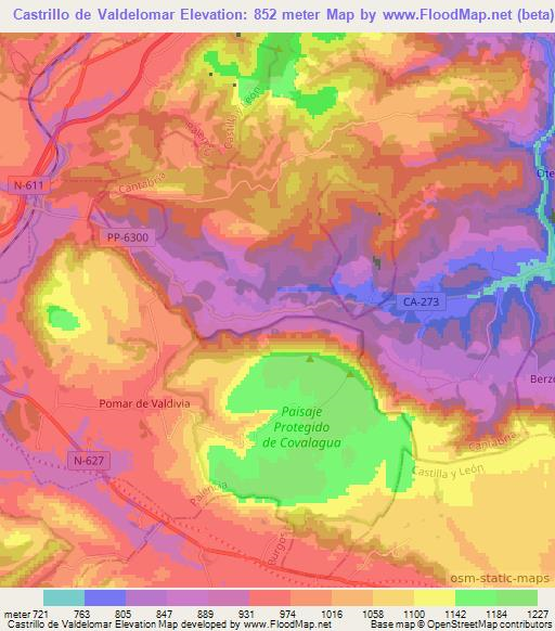 Castrillo de Valdelomar,Spain Elevation Map