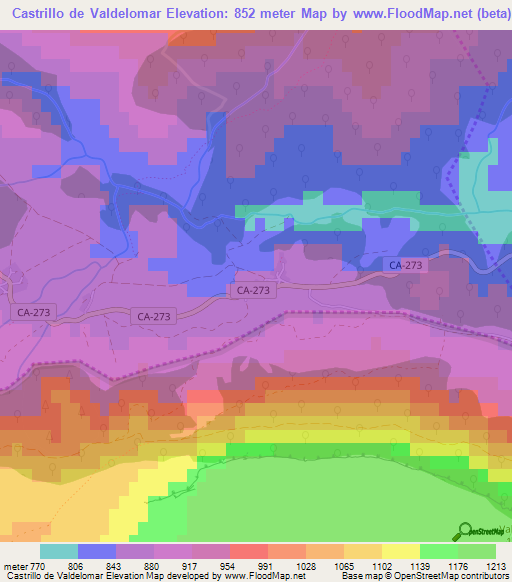 Castrillo de Valdelomar,Spain Elevation Map