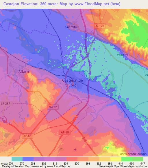 Castejon,Spain Elevation Map