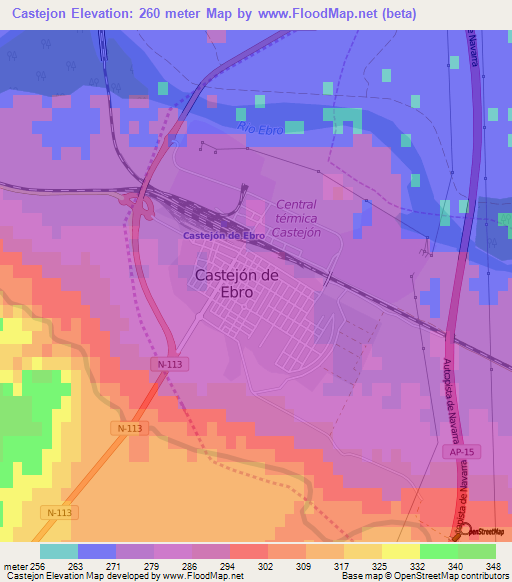 Castejon,Spain Elevation Map