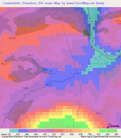 Castandiello,Spain Elevation Map