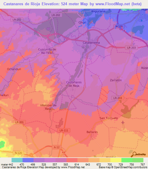 Castanares de Rioja,Spain Elevation Map