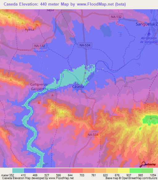 Caseda,Spain Elevation Map