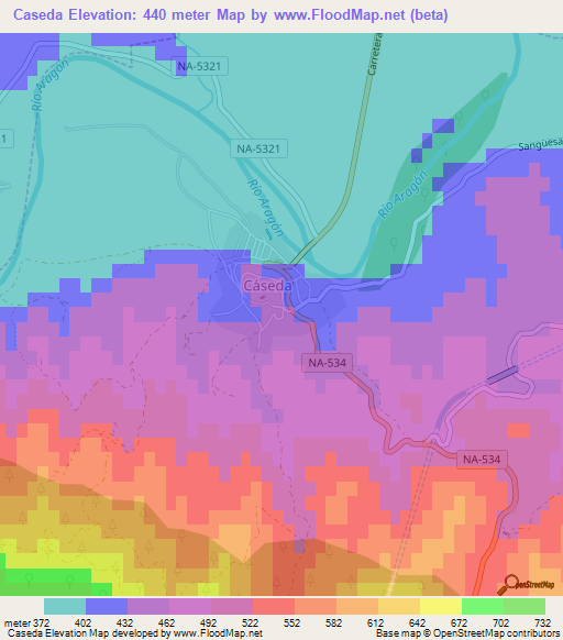 Caseda,Spain Elevation Map