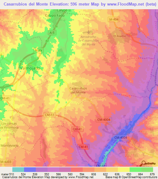 Casarrubios del Monte,Spain Elevation Map