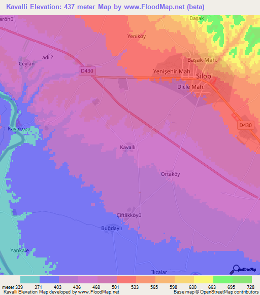 Kavalli,Turkey Elevation Map