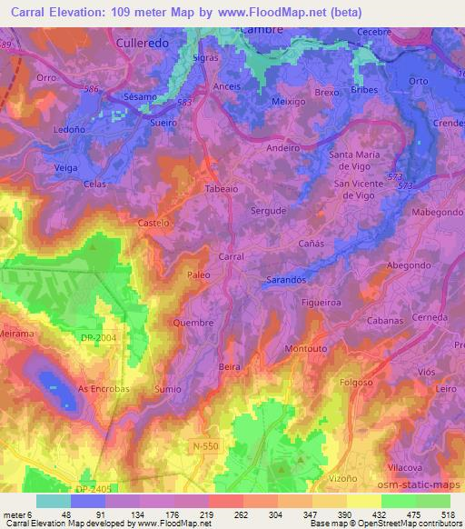 Carral,Spain Elevation Map