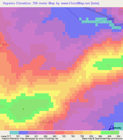 Hapsino,Turkey Elevation Map