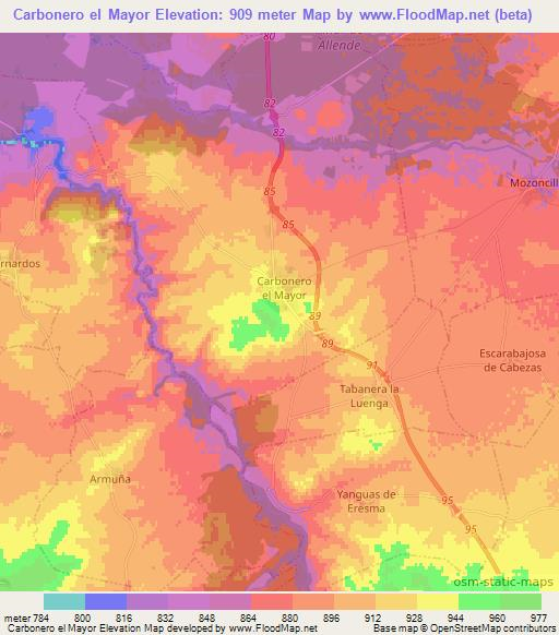 Carbonero el Mayor,Spain Elevation Map