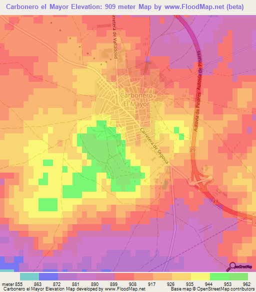 Carbonero el Mayor,Spain Elevation Map