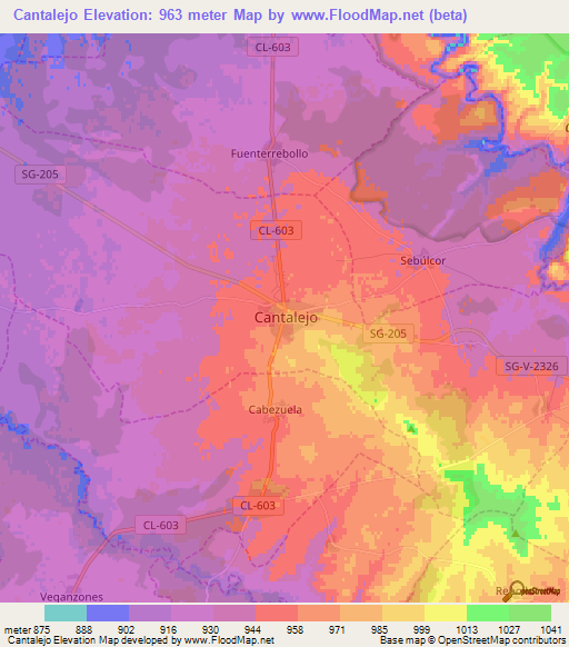 Cantalejo,Spain Elevation Map