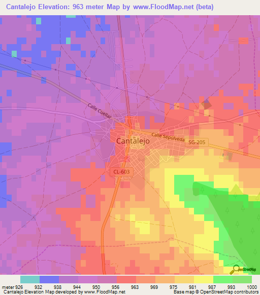 Cantalejo,Spain Elevation Map