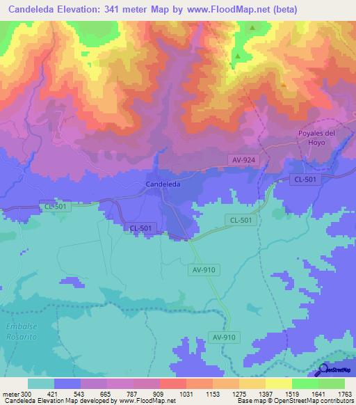 Candeleda,Spain Elevation Map