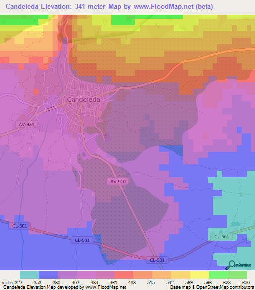 Candeleda,Spain Elevation Map