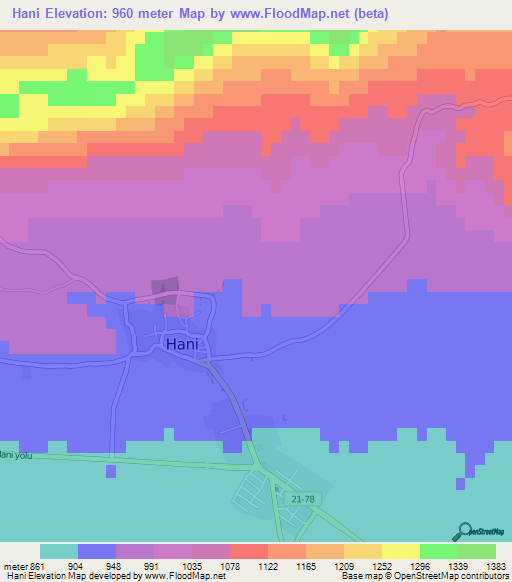 Hani,Turkey Elevation Map