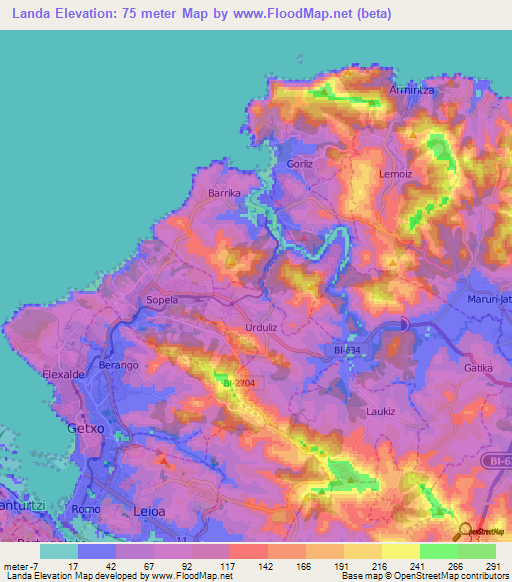 Landa,Spain Elevation Map