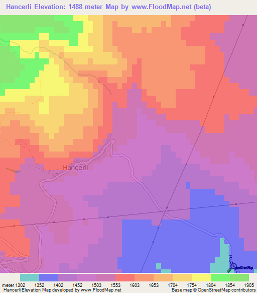 Hancerli,Turkey Elevation Map