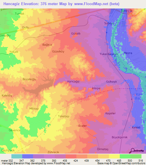 Hancagiz,Turkey Elevation Map