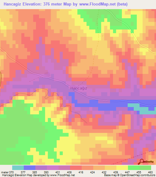 Hancagiz,Turkey Elevation Map