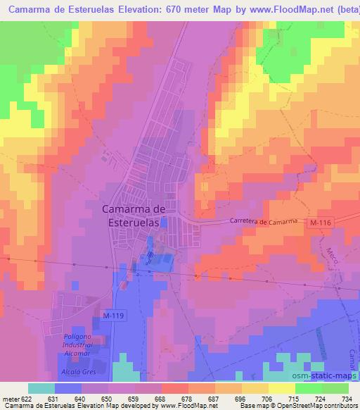 Camarma de Esteruelas,Spain Elevation Map