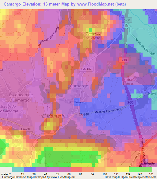 Camargo,Spain Elevation Map