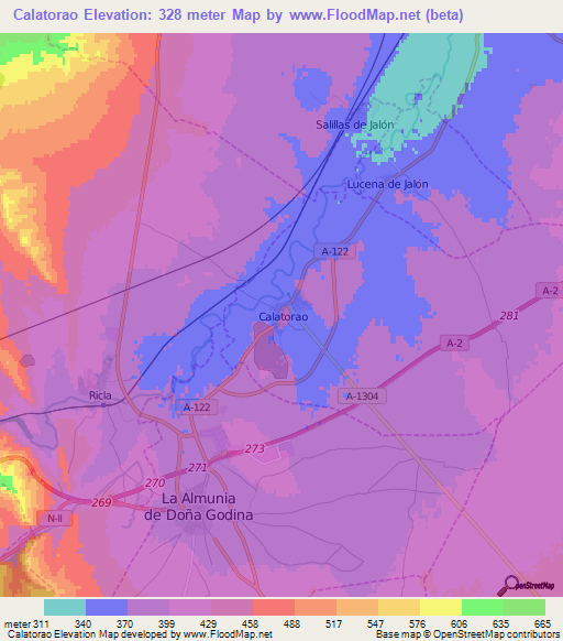 Calatorao,Spain Elevation Map